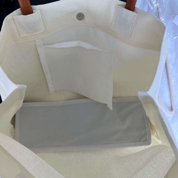 NWT Canvas Tote with Brown Faux Leather Handles - Picture 3 of 3